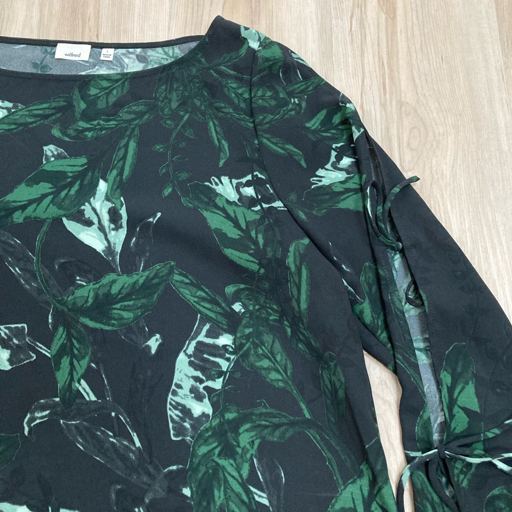 Wilfred Green and Black Leaf Print Blouse